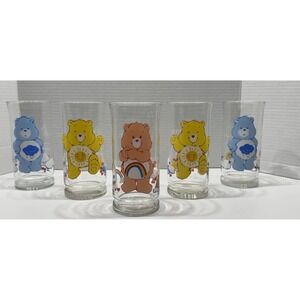 RARE VINTAGE Care Bears‎ Drinking Glass Set 1983 Pizza Hut American Greetings